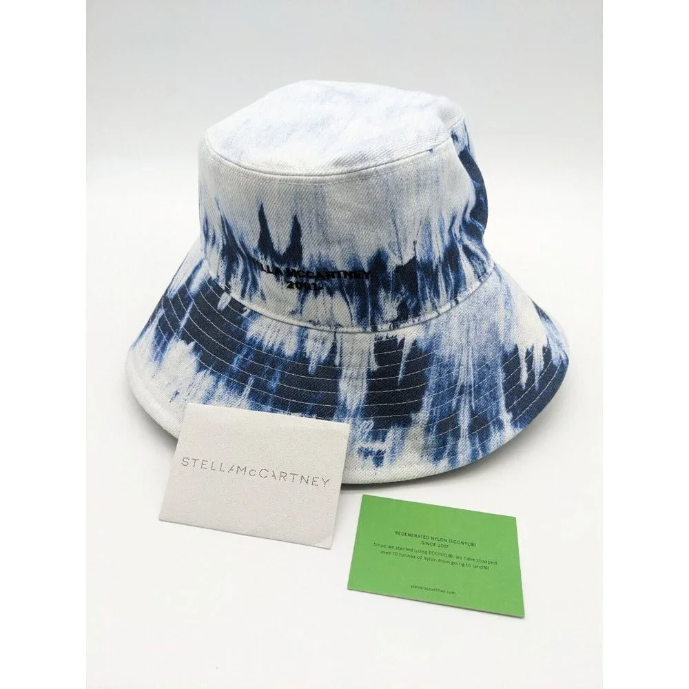 STELLA MCCARTNEY tie dye cotton women's bucket hat  - Navy/White - Size 57
